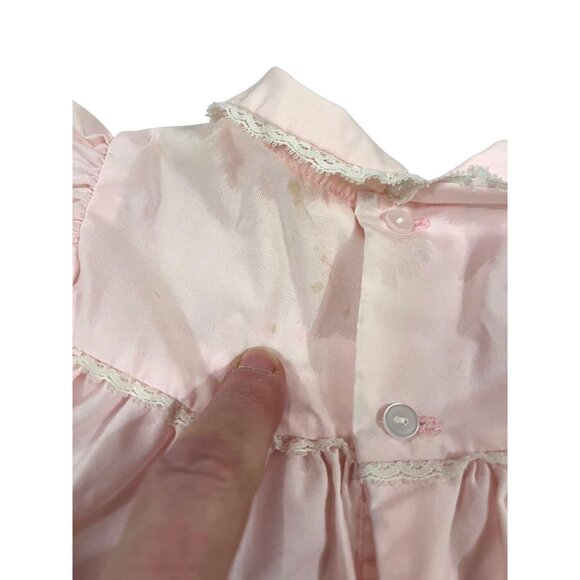 Vintage 1990s Baby Girls Pink Ruffle Tiered Dress 3-6M - Picture 4 of 6